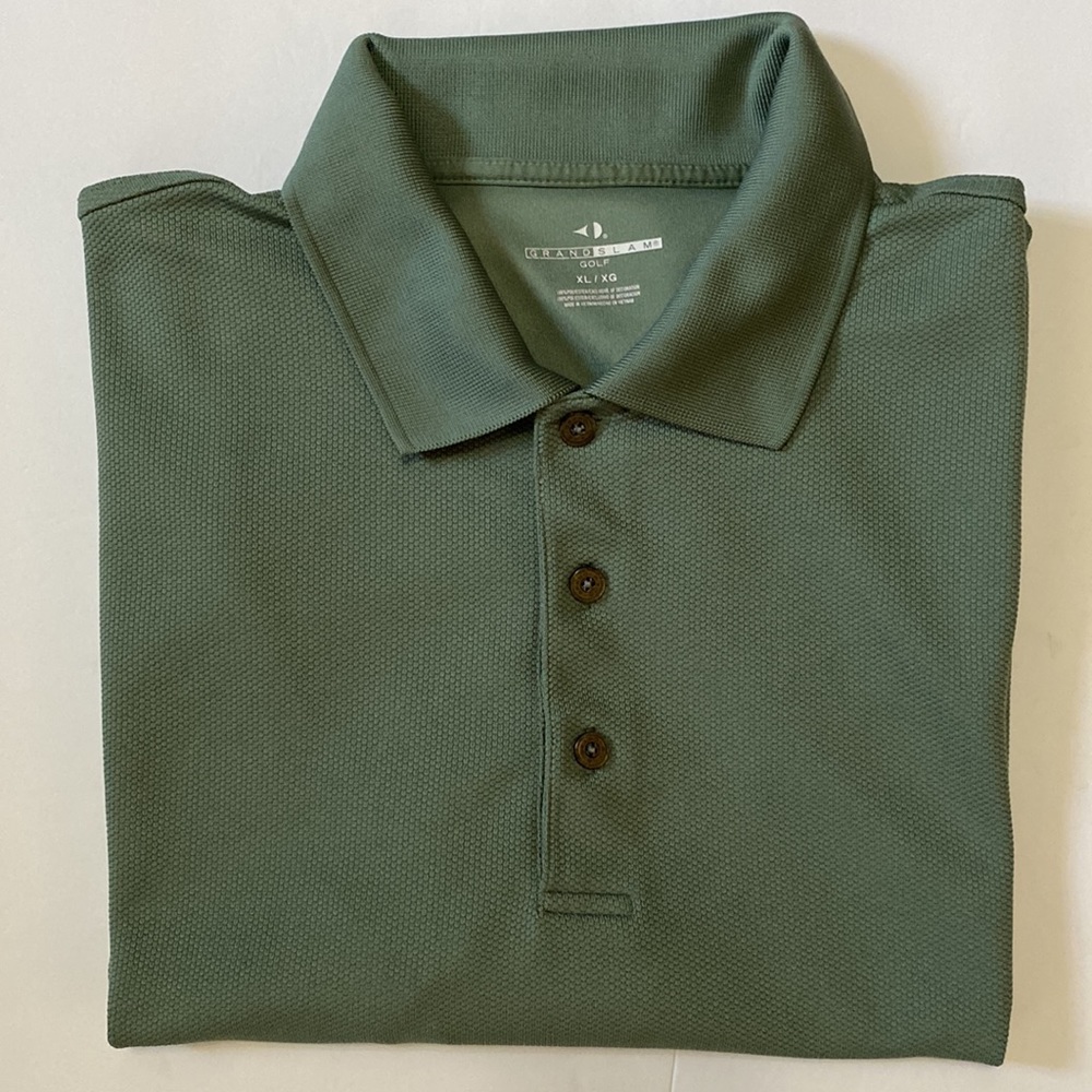 Grand Slam men’s Golf polo shirt Green solid pattern on pattern S/S size XL
